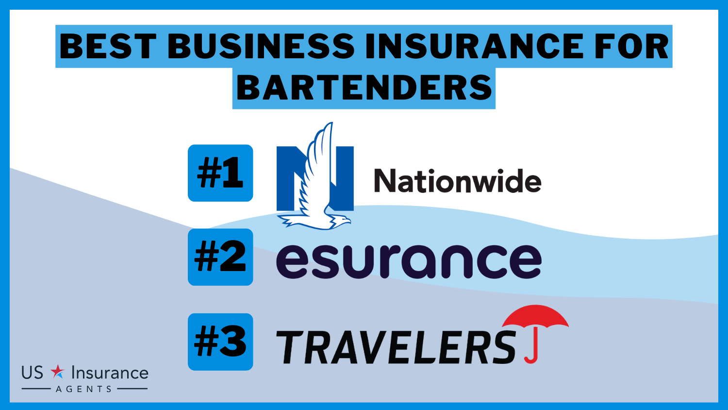 Best Business Insurance for Bartenders: Nationwide, Esurance and Travelers.