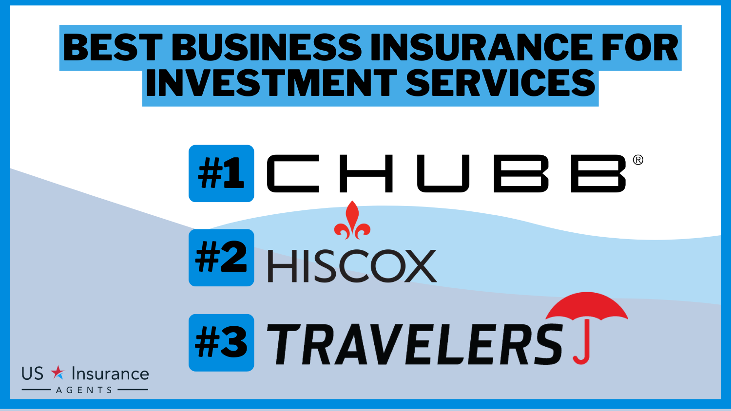 3 Best Business Insurance for Investment Services: CHUBB, Hiscox, and Travelers.