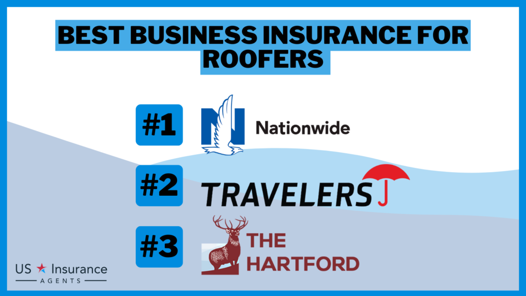 Best Business Insurance Companies For Roofers: Nationwide, Travelers, and The Hartford.