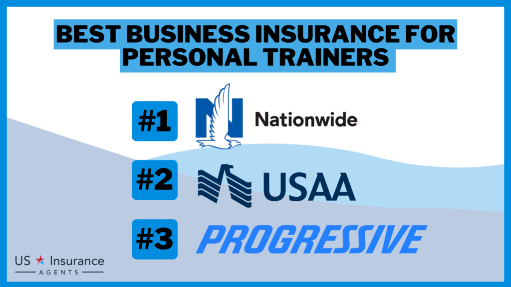 3 Best Business Insurance for Personal Trainers: Nationwide, USAA, and Progressive.