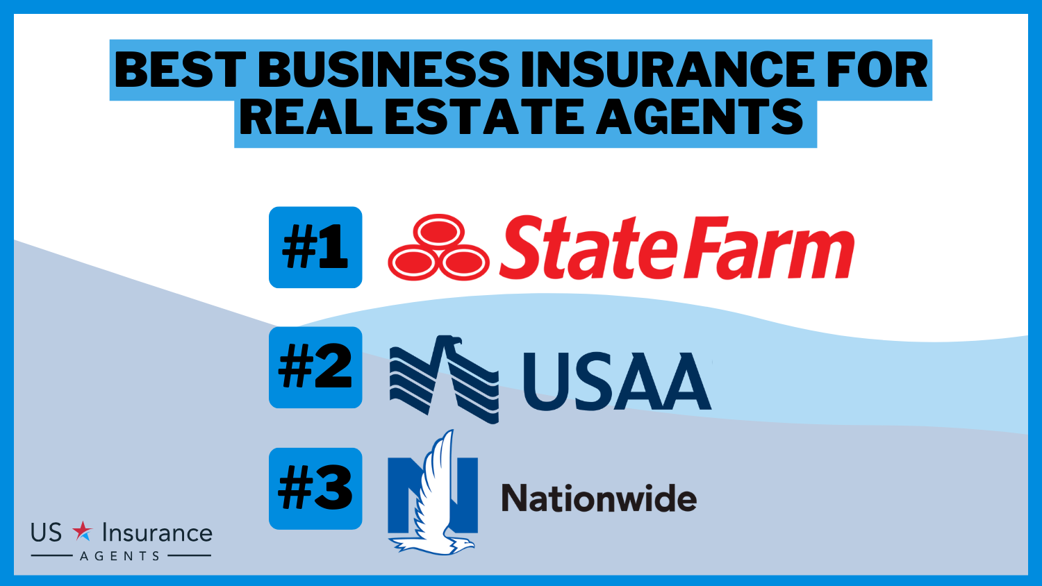 3 Best Business Insurance for Real Estate Agents: State Farm, USAA and Nationwide.